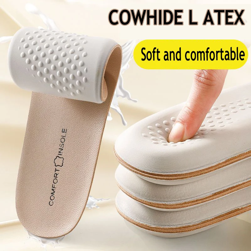 

Leather Insoles For Shoes Arch Latex Sports Insole Anti-Odor Support Shoe Pads Shock Absorbing Plantar Fasciitis