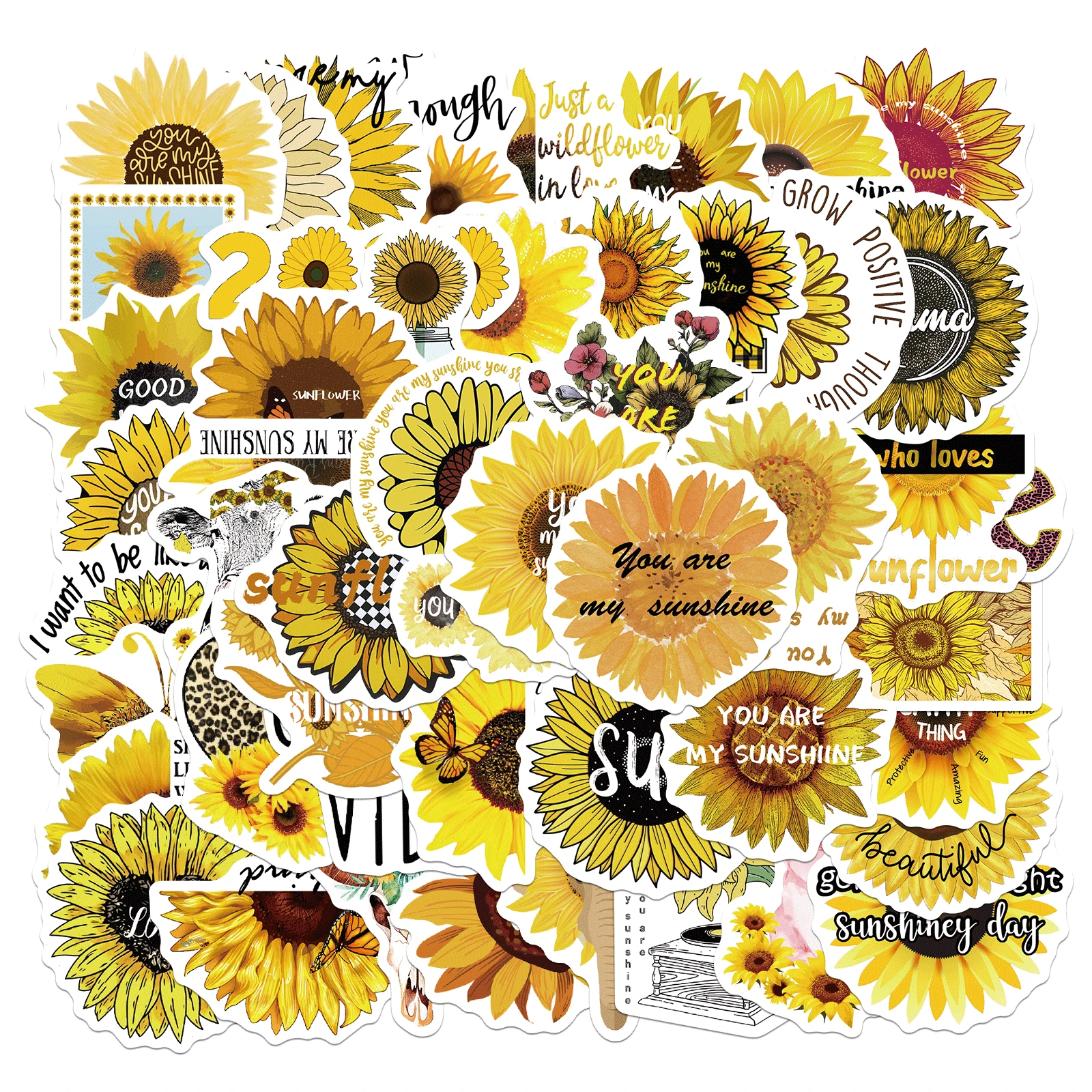 

25/50PCS Sunflower Stickers For Computer Car Stationery Helmet Notebook Scrapbooking Material Sun Flower Stickers Aesthetic