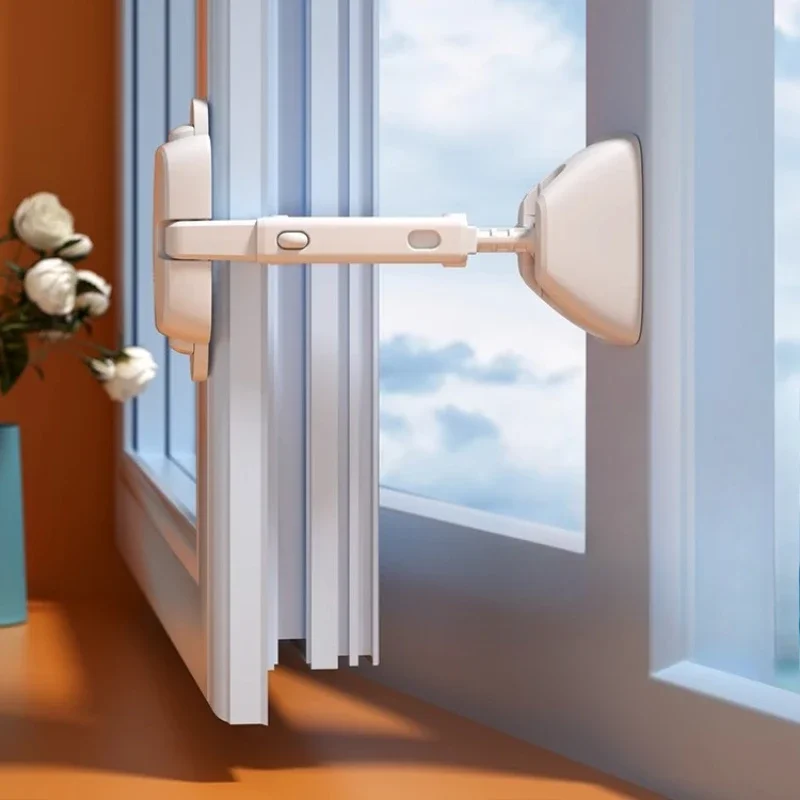 หน้าต่างล็อคความปลอดภัยประตูและ Windows ภายในและภายนอกเปิด Windproof FIXED Snaps เด็กป้องกันหน้าต่างล็อค Limiter 1