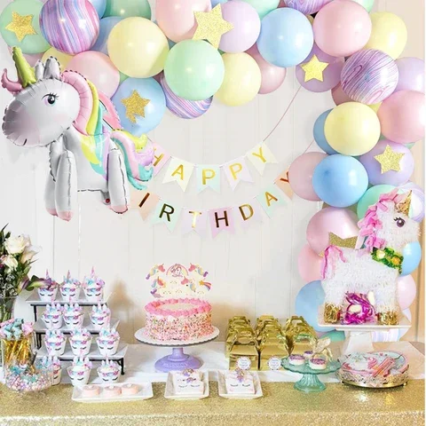 

1-9 Year Unicorn Birthday Balloon Garland Arch Kit Pastel Unicorn Balloon Birthday Decor Girl Party Decorations Supplies