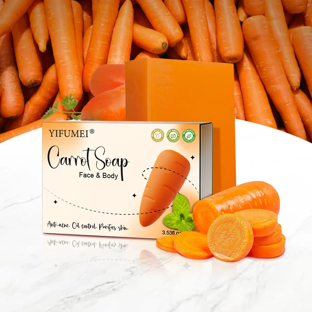 Natural Carrot Whitening Body Wash Deeply Clean Skin Remove Dark Spot Pimple Acne Smooth Skin For Face & Body Soap Bar body whitening soap