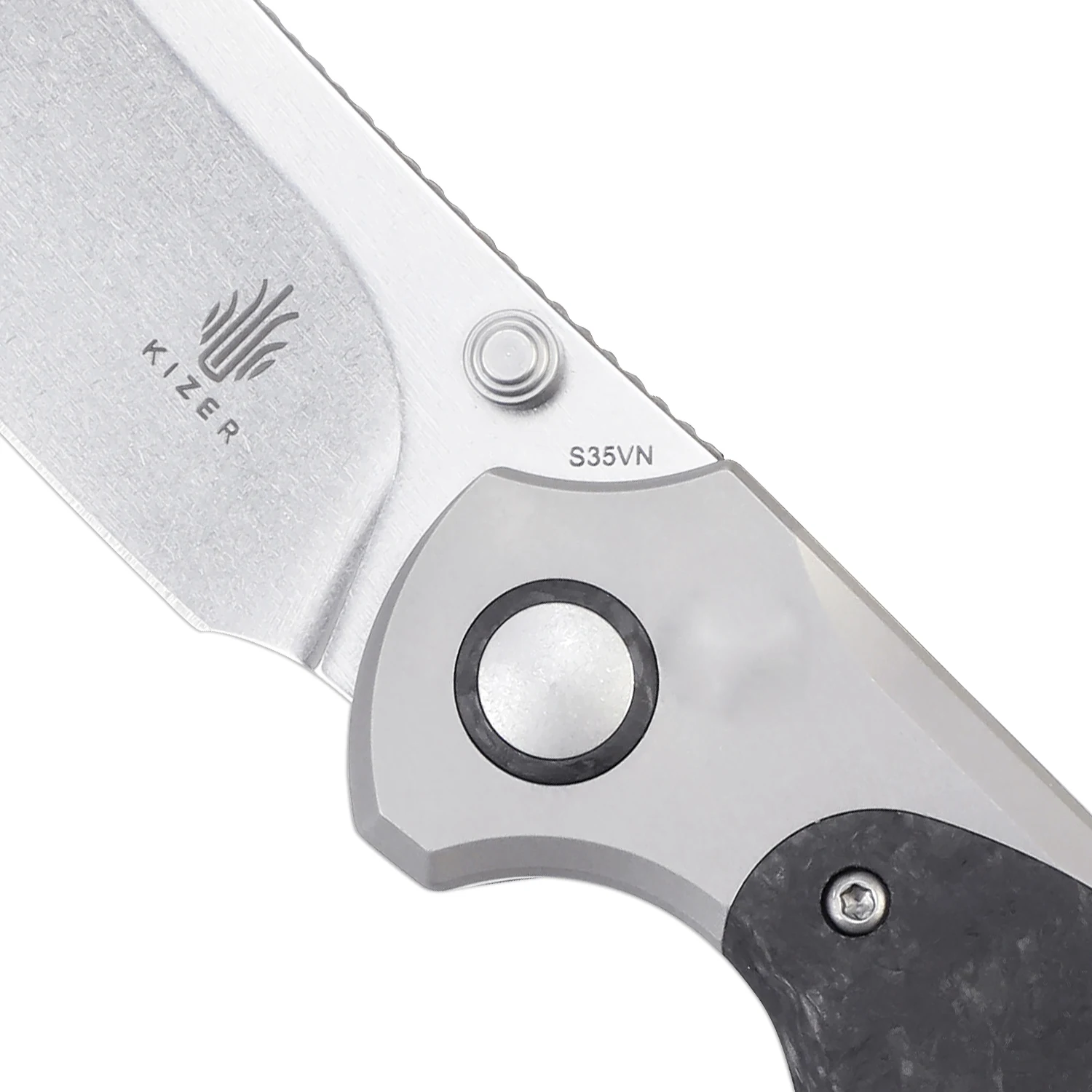 Kizer Survival Knife Clairvoyant Ki4626A1 2023 New Titanium+Carbon Fiber Handle with S35VN Steel Blade Hunting Knife