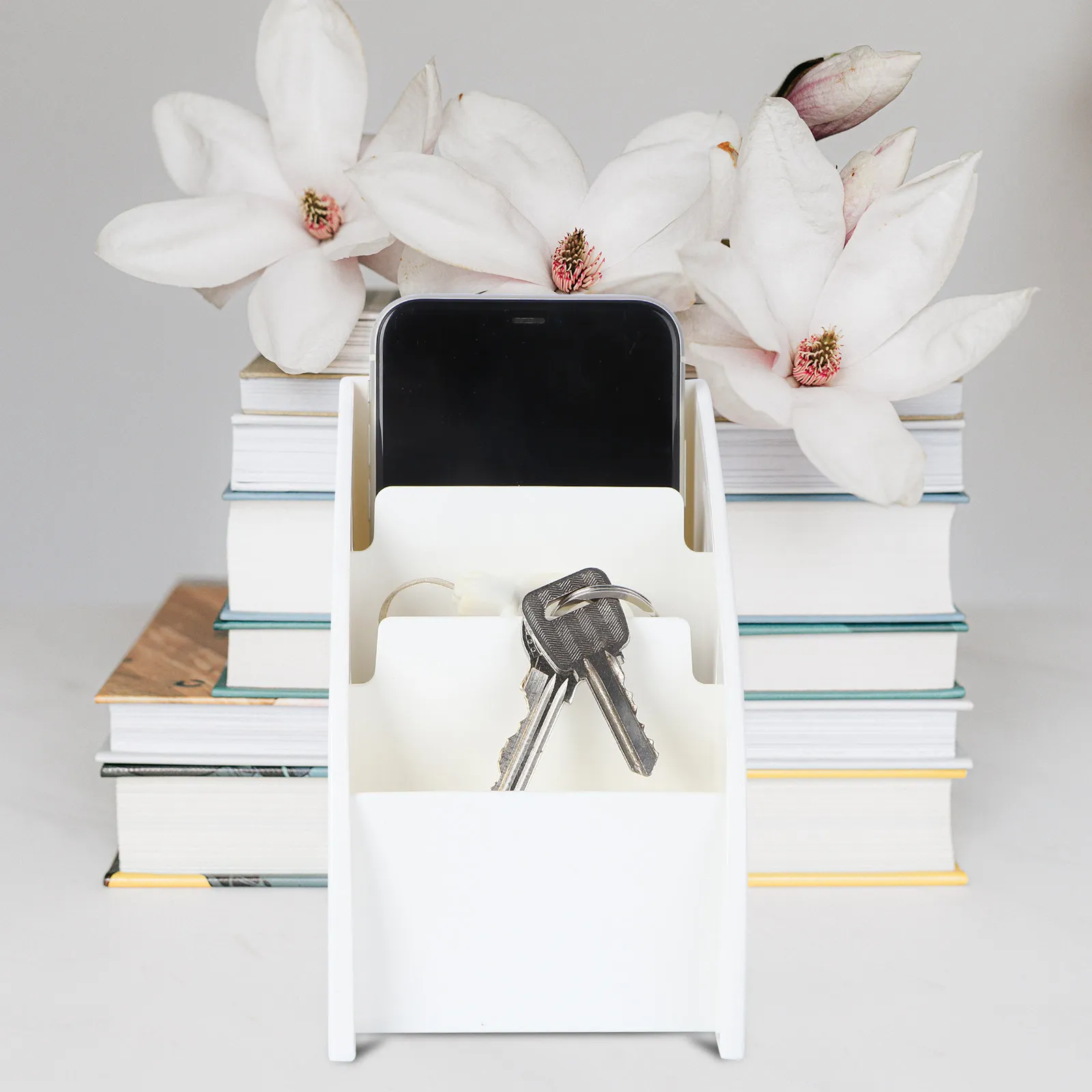 데스크탑 수납함 화이트 다용도 수납 정리함 (리모컨, 휴대폰, 펜, 문구류, 가정, 사무실, 거실 잡화 정리)