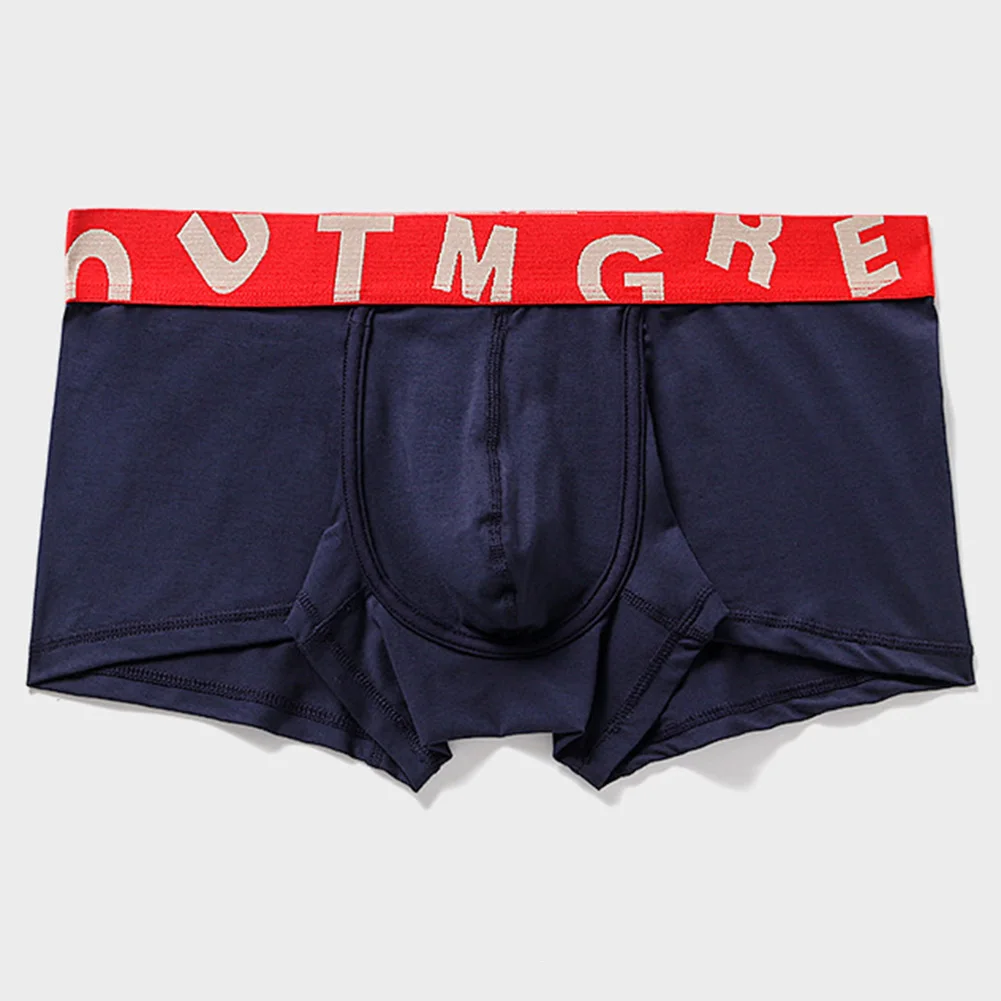 

Men Cotton Skin-friendly Boxer Briefs Solid Color Comfortable Panties Sexy Bulge Pouch Underwear Middle Waist Underpants Bikini