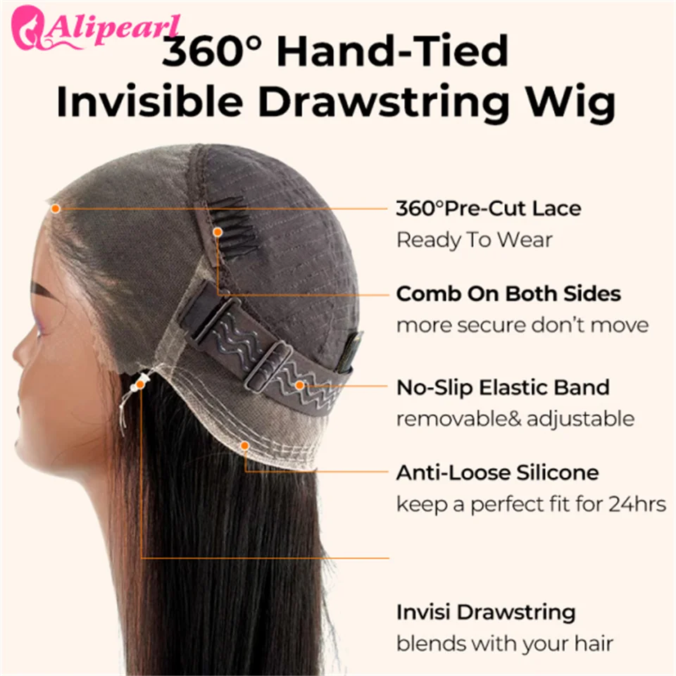 Alipearl Hair Deep Side Part Wave with Bangs Hair Natural Look Invisi Drawing 360 Lace Wig Beginner Friendly Hairstyle