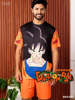 Dragon Ball Goku Super Saiyan 3D-gedruckte Pyjamas für Erwachsene und Kinder, T-Shirt und Hose, zweiteilige Loungewear, Shorts für Freunde – Detail 5