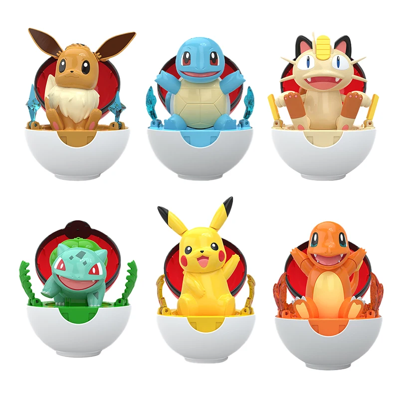 Figura de Pokémon Bulbasaur Eevee Charmander Squirtle Pikachu Piplup Cubone Mimikyu Jigglypuff Poke Ball Pokeball juguete adorno muñeca