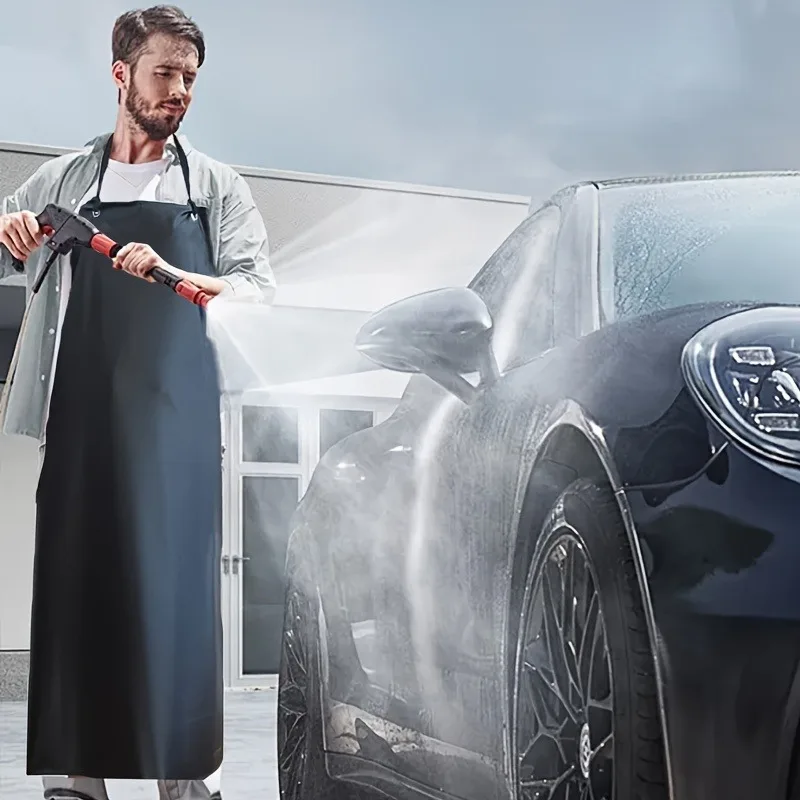 PVC Waterproof Apron Oil Resistant Heavy Duty with Sleeves Acid&Alkali Proof Industrial Workwear Set Durable Kitchen Protective