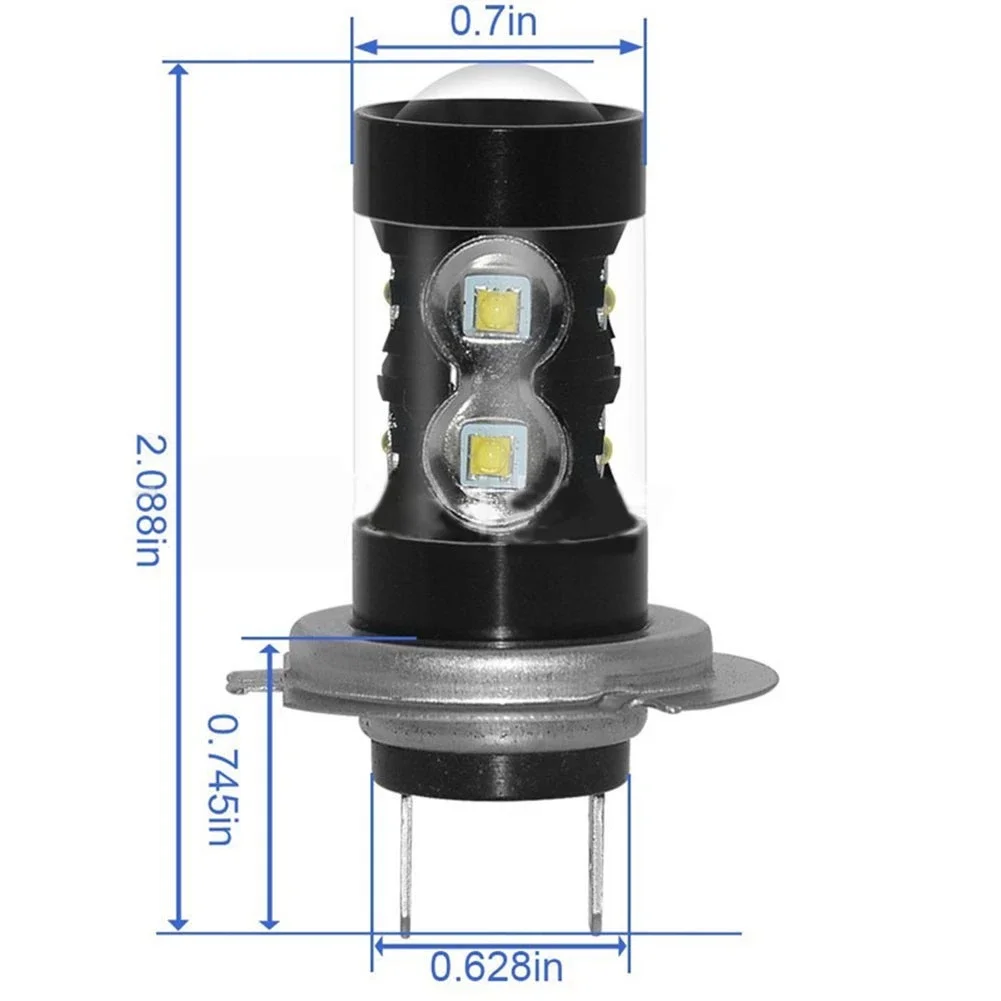 내구성 안개등 전구, 백색 조명, 6000K 알루미늄, DC 9V-36V DRL 안개등, LED 헤드라이트, H7, 2 개, 핫 세일