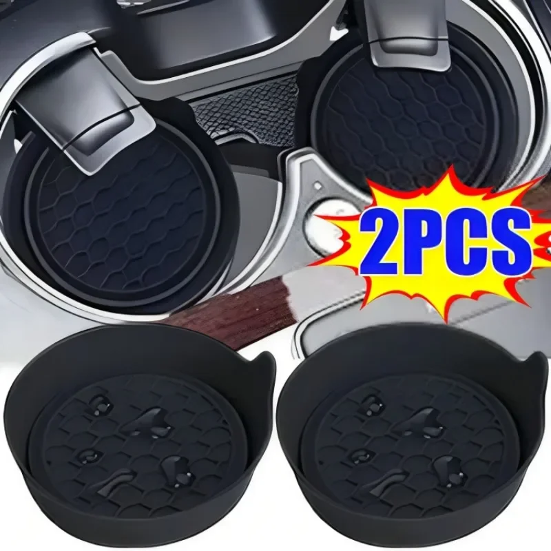 Car Coaster Non-Slip Silicone Mat 1/2 For Car Water Cup Auto Interior Anti-Slip Cup Pad Drink Holder Mat Decoration Accessories cup holder coasters car coaster pads
