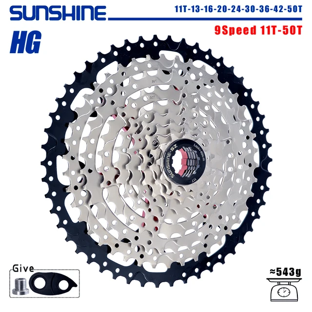 SUNSHINE Bicycle Cassette 8/9/10/11/12 Speed Mountain Bicycle Freewheel Bicycle Sprocket HyperGlide system For Shimano/SRAM 9 Speed 11T-50T