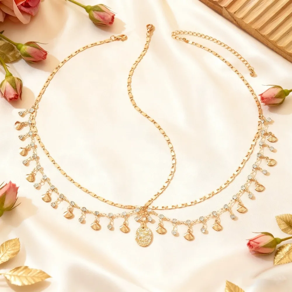 Bohemia Headband Shell Tassel Crystal Hair Accessory Chain Jewelry Women Girls Metal Head Chain Headpiece For Party Wedding