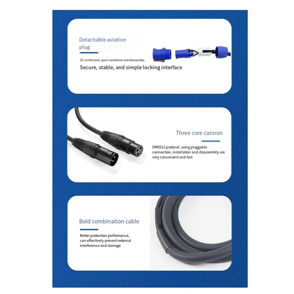 DMX Powercon Cable Combination of Powercon Plug and DMX XLR Signal Line for Light Power Connection Signal Transit(A) DY