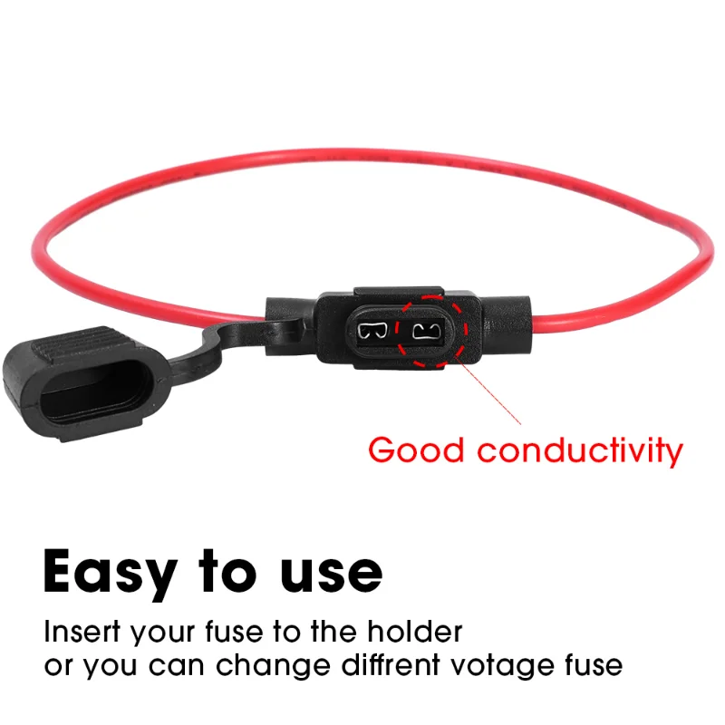 5PCS Mini Small and Medium Car Blade Adapter Fuse Holder Splash Proof Car Fuse Socket Set for 12V 20A Wire Cut Off Switch Socket fuse holder