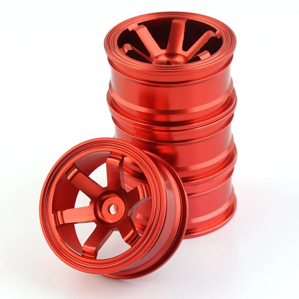 Hobbyfire Pre-Glued 1/10 Scale Aluminum Hex Wheels & Tires | 12mm Hex | 2.64" OD | Fit Traxxas Tamiya HPI Redcat HSP