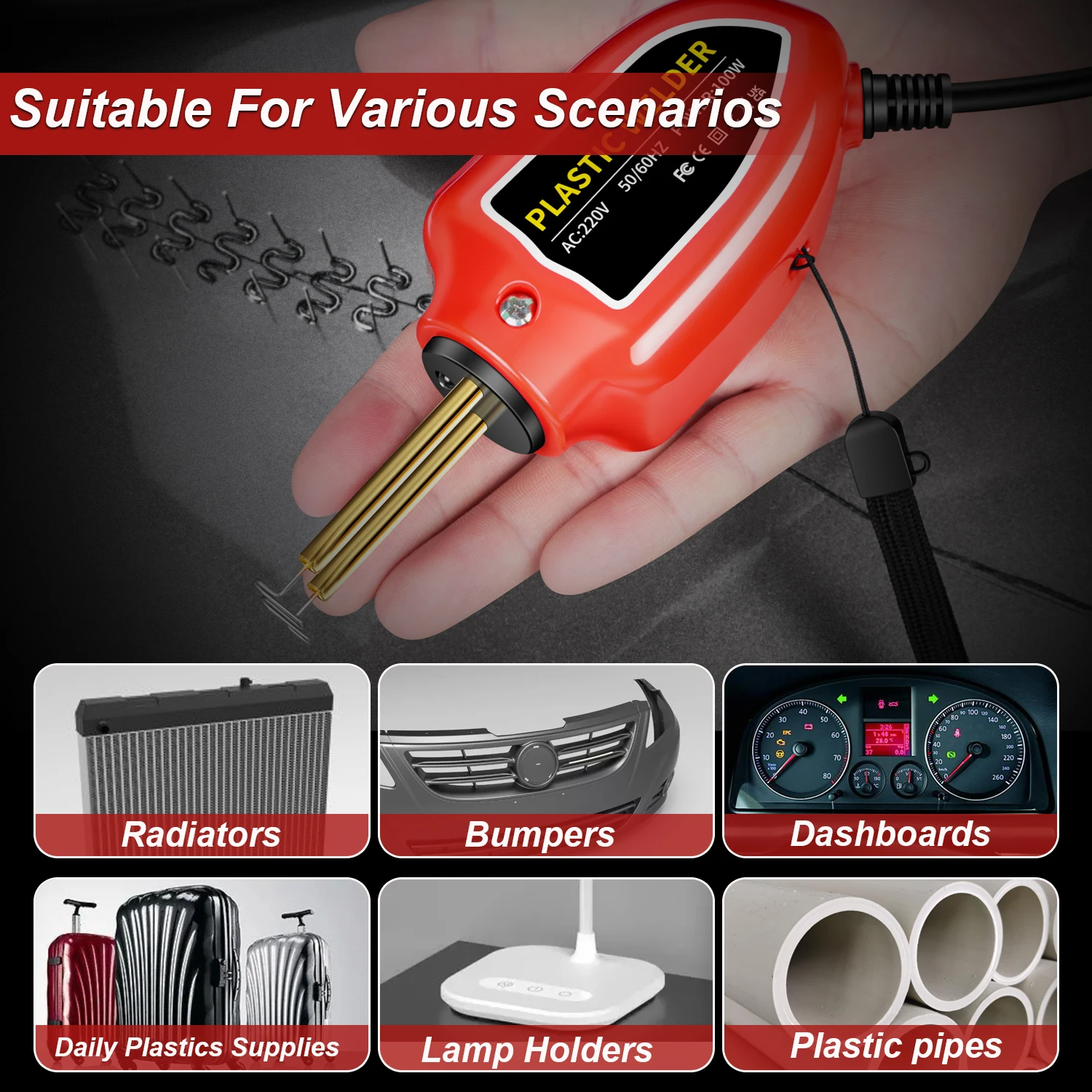 100W Plastic Welding Machine Plastic Welder Gun 200/400/1000/1200pcs Hot Stapler Bumpers Repair Kit Soldering Iron Repair Tools 6