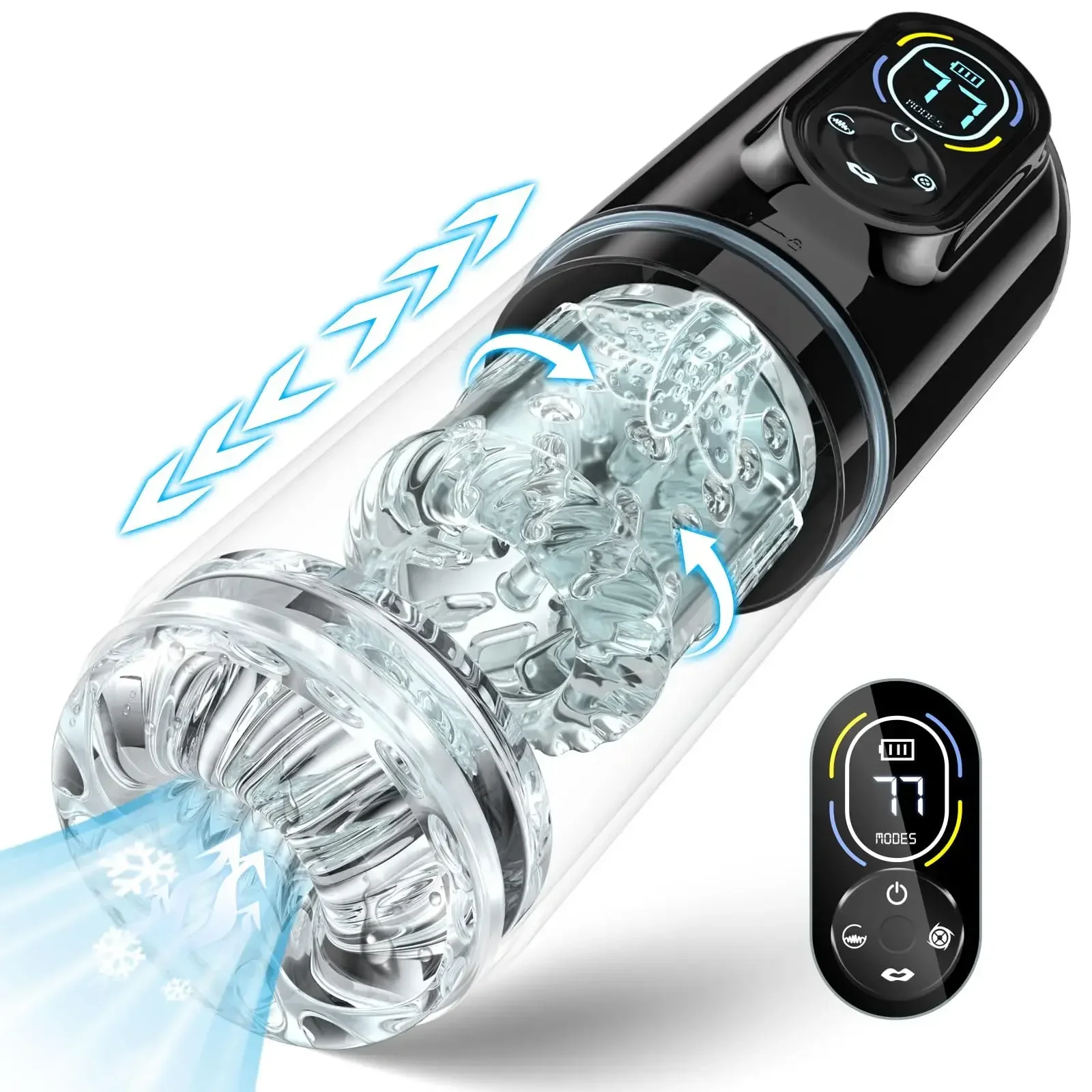Automatic Male Masturbator Rotation with Upgrade Telescopic Sucking Licking LCD Vacuum Penis Pump Blowjob Adult Sex Toys for Men