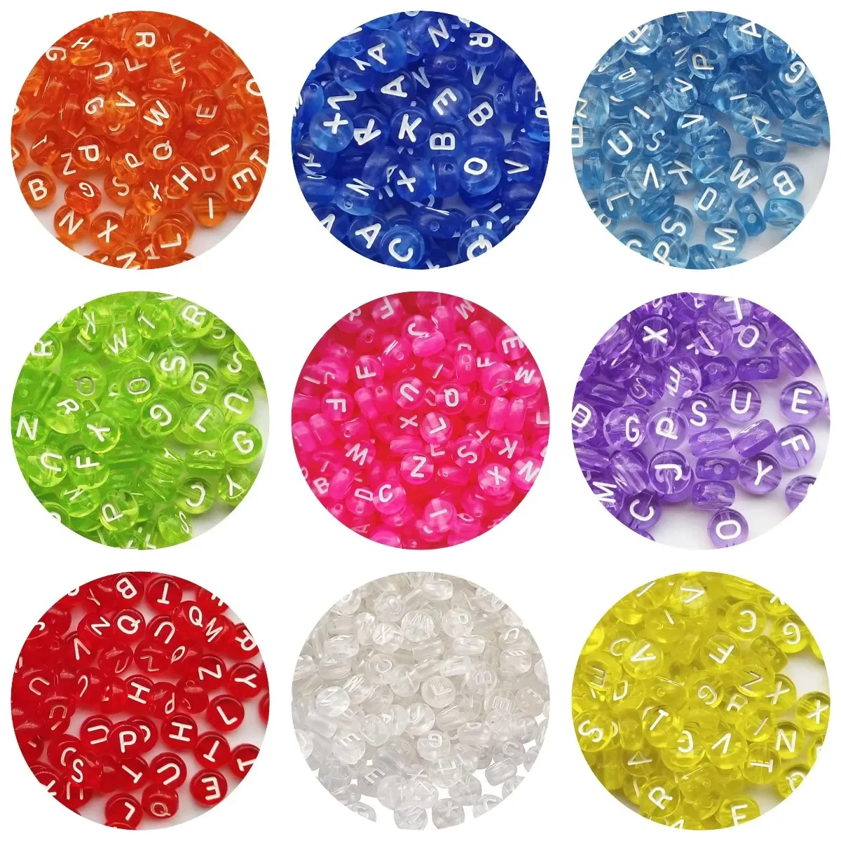 100/200/300/500pcs 혼합 된 아크릴 여러 가지 빛깔의 편지 구슬 보석에 대 한 라운드 플랫 느슨한 스페이서 비즈 DIY 수 제 팔찌 만들기