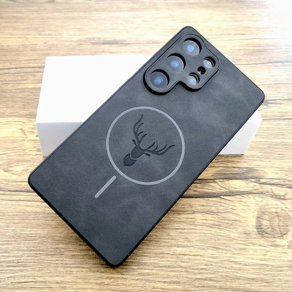 Luxury Faux Leather Retractable Wireless Charging Case