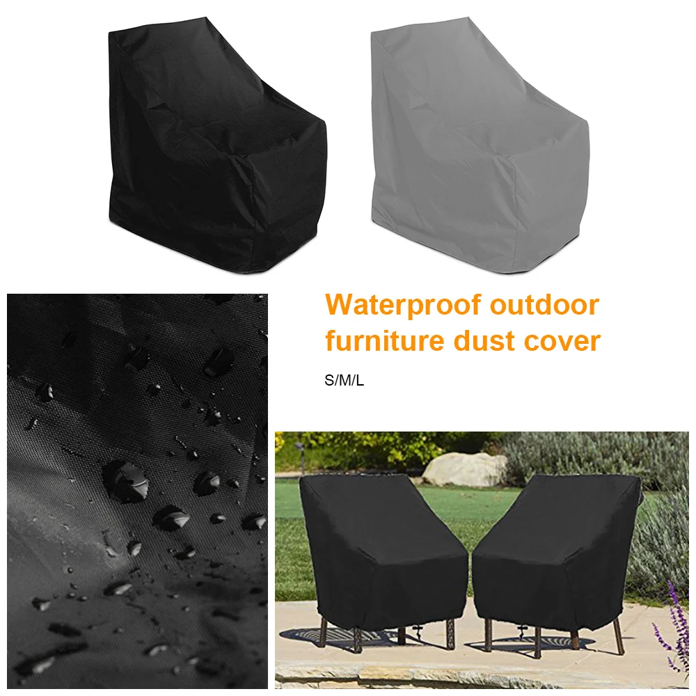 Outdoor Garden Chair Dust Cover with Storage Bag Furniture Waterproof Dustproof Protector Chair Storage Organizer Patio Furniture Cover Chair Dust Cover