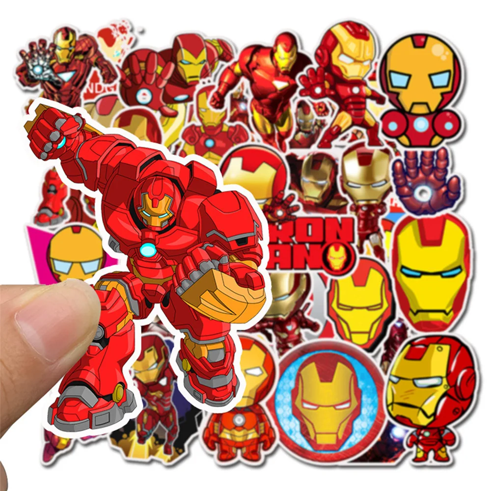 10/35PCS Disney Marvel Avengers Iron Man Stickers Superhero Decals DIY Car Laptop Skateboard Waterproof Cool Decals for Kid Toys