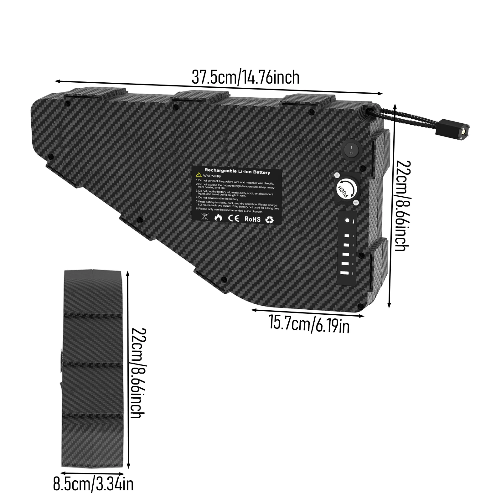 DIY triangle ebike battery case empty enclosure fitting 80 pcs 21700 cells  Internal 21700 cell bracket matrix inside black triangle ebike battery box