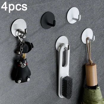 4 ชิ้น Heavy Duty ตะขอสแตนเลสกุญแจแขวนเสื้อผ้า Hook กันน้ําห้องครัวห้องน้ํา Robe Coat ผ้าเช็ดตัว Organizer Hook 1