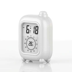Digital Countdown Alarm Clock with Large Backlit Display and Temperature Indicator, Battery - Powered (WHITE)