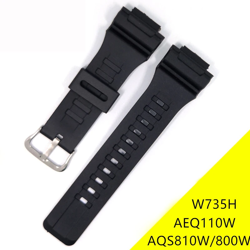 Cinturino Di Ricambio In Pu Per Casio G Shock Aqs810W Aqs800W Aeq110W W735H Cinturino Accessori Per Orologi Cinturino Da Polso Cintura Nera