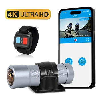 VSYS U5X 미니 액션 카메라 레코더, 야간 투시경, 방수 와이파이 170 ° 광각, 자전거 오토바이용 헬멧 캠, 4K 30FPS