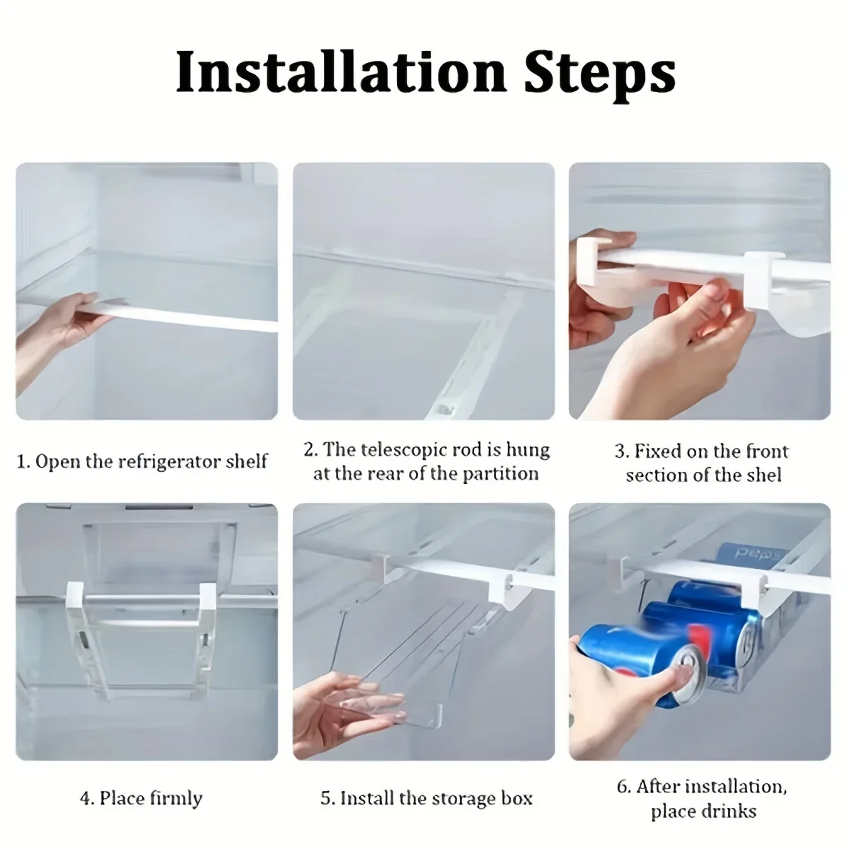 1pc Hanging Beer and Beverage Storage Rack,Rolling Refrigerator Transparent Storage Box,Kitchen Can Organizer 6