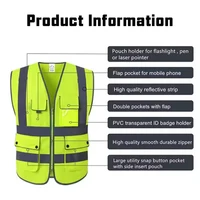 Custom Logo Hi Vis Safety Vest - Multi-colours - Pockets and Zipper