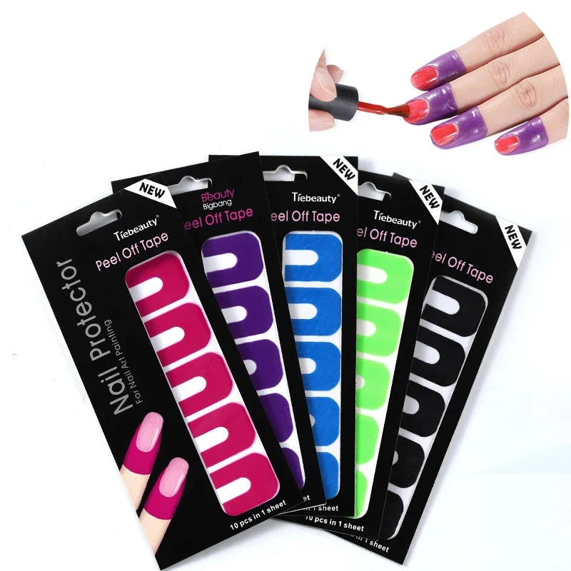 10Pc U Tape Peel Off Shape Spill-Proof Stick Cuticle Manicure Sticker Polish Paint Protect Anti-overflow Nail Protector Stickers nail stickers nail art tools nail decals