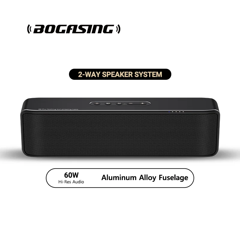 Bluetooth Speaker BOGASING S8 Pro Bluetooth Speaker with Hi-Res 60W Audio Extended Bass and Treble Bluetooth 5.0 HiFi Portable Wireless Speaker