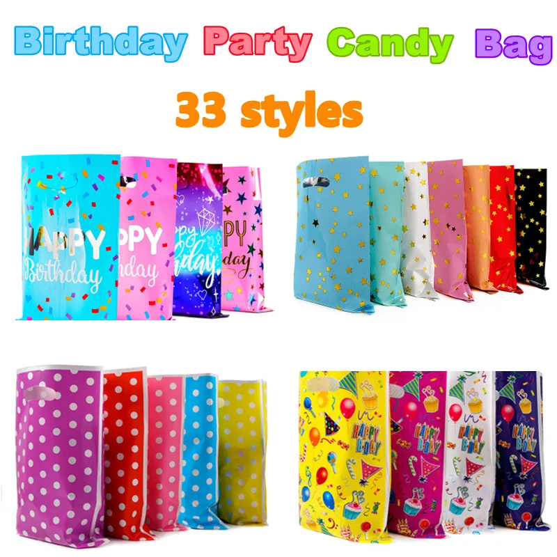 20 stücke Gedruckt Geschenk Taschen Polka Dots Kunststoff Candy Tasche Kind Party Beute Taschen Junge Mädchen Kinder Geburtstag Party Favors liefert Dekor