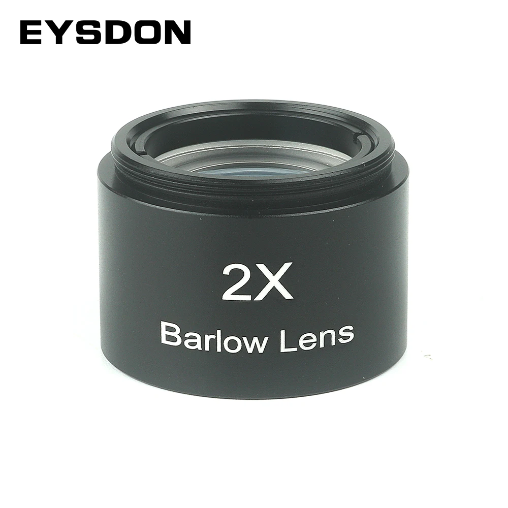 EYSDON 2X Barlow Lens 1.25 Inch Fully Metal Coated Optical Glass With Front M28*0.6mm Filter Threads for Telescope Eyepiece