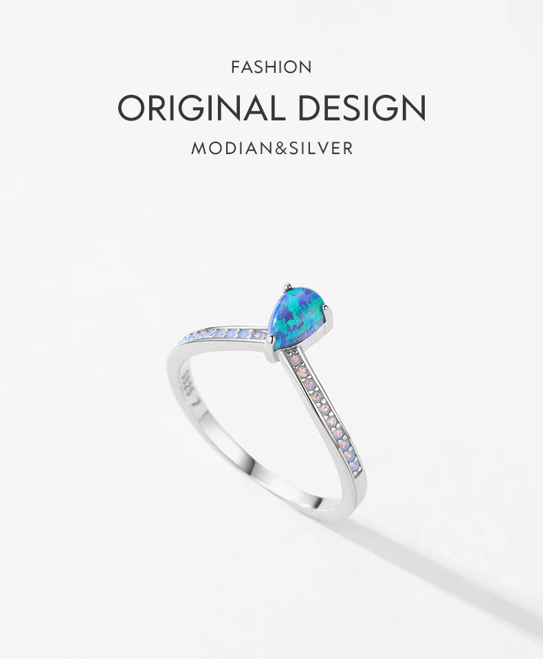 MODIAN 2023 925 Sterling Silver Exquisite Opal Rings For Women Fashion Sense Of Design Wedding Anniversary Gift Fine Jewelry