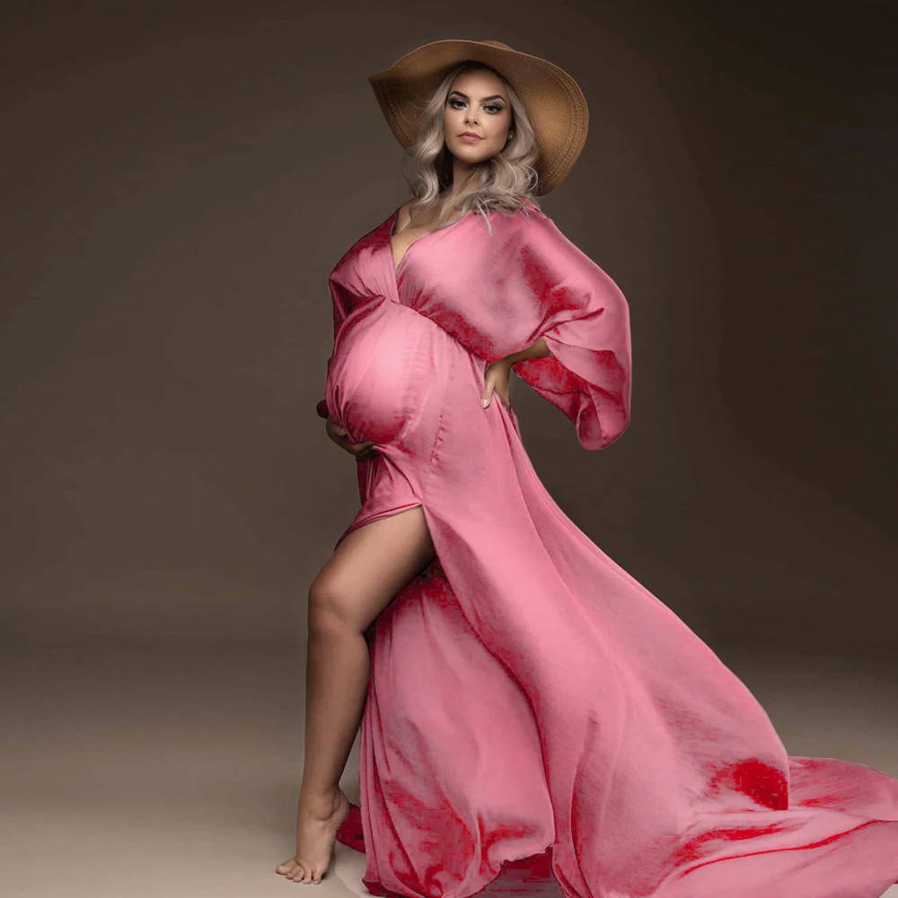 Maternity Photography Gown Elegant Soft Satin Chiffon Long Sleeved Dress Bohemian Photo Shooting Pregnancy Dress 13 S76ab3396e0834ac7a9d0c133a64554b3V
