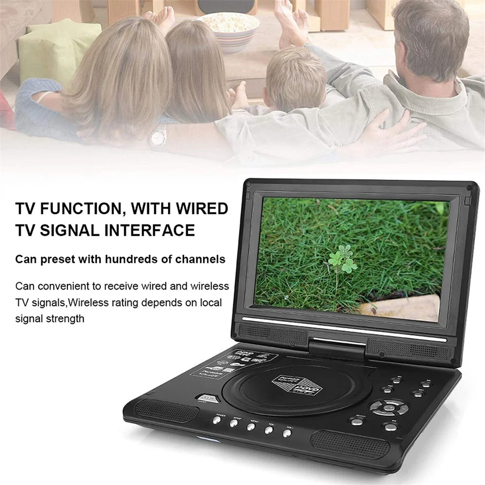 9 8 Portable DVD Player HD Video Player AV Input Output, Car Mini TV Playing Device, US UK EU AU Plug