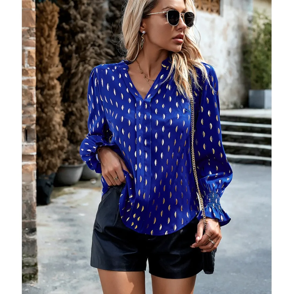 

Fashion Elegant Blouses For Women 2023 Fall Luxury Lantern Long Sleeve Party Outfit Female Streetwear Office Work Shirts Tops