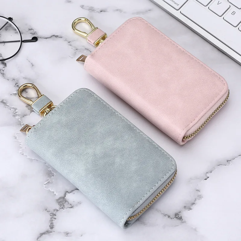 Key Wallet For Men Women Mini Storage Key Organiser Holder Purse Small Card Holders Bag Keychain Wallets Luxury PVC Leather