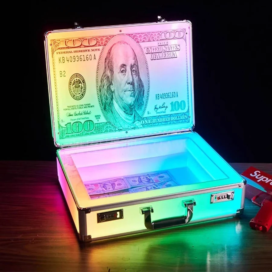 Bar Club US Dollar 100 Money Case Carrier Holder Box LED Bottle Presenter suitcase display VIP currency briefcase