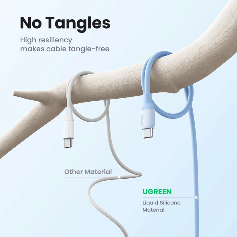 UGREEN 60W USB C To Type C Cable PD Fast Charging Charger Cable For Macbook Xiaomi Samsung POCO Liquid Silicone USB Cable