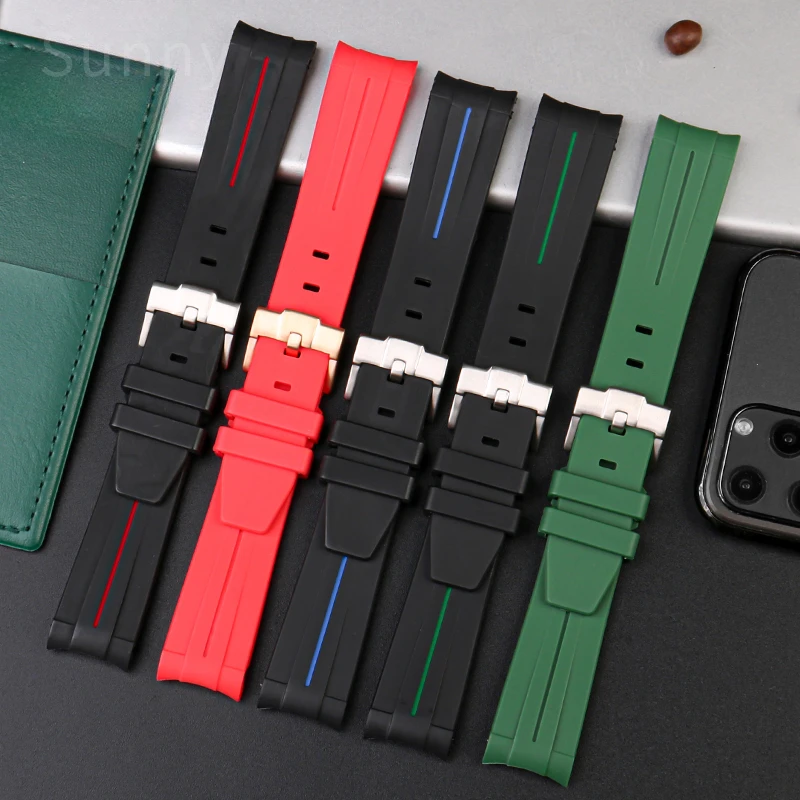 Per Rolex Green Submariner Black Water Ghost Air Overlord Cinturino Per Orologio In Silicone Gmt 20Mm Interfaccia Ad Arco Accessori Anti-Allergia