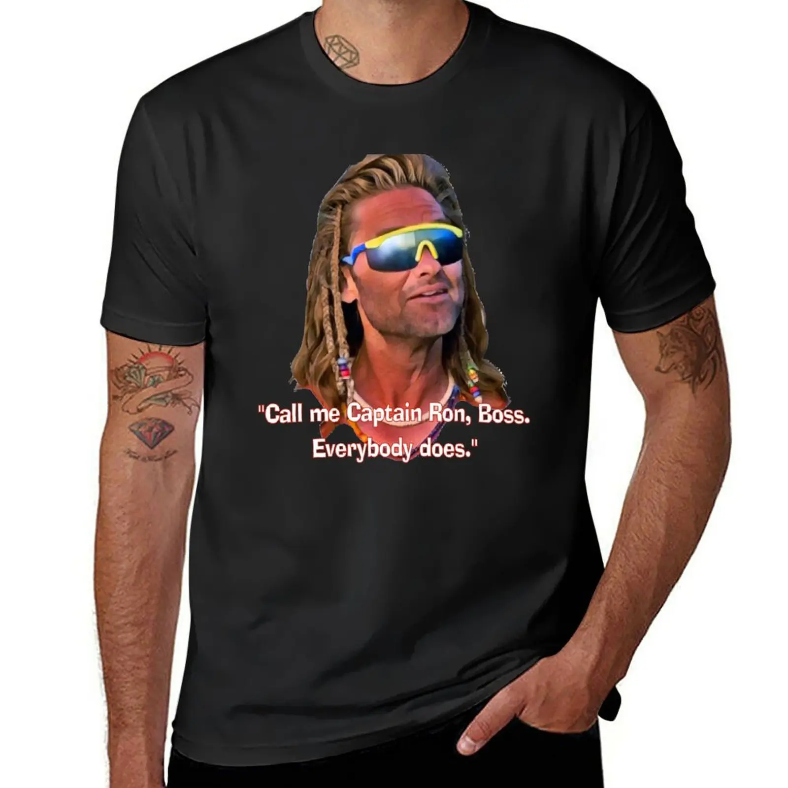 Captain Ron - Call Me Captain Ron, Boss... Tutti Fanno T-Shirt Magliette Nere Abbigliamento Hippie T-Shirt Tinta Unita Magliette Bianche Da Uomo
