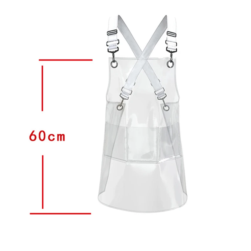 Transparent Work Apron Fashion Waterproof Pocket Trendy Barber Hair Nail Stylist Kitchen Accessories for Women Men Uniform