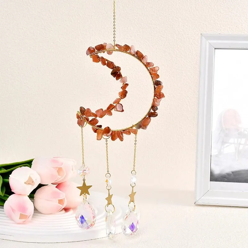 Crystal Pendant Natural Crystal Pendant Moon Chime Crystal Pendant Chime Wedding Party Decorations