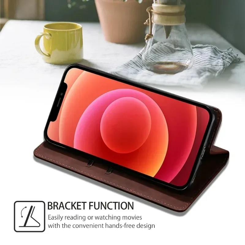 Leather Flip Wallet Case with Stand - Premium Phone Cover