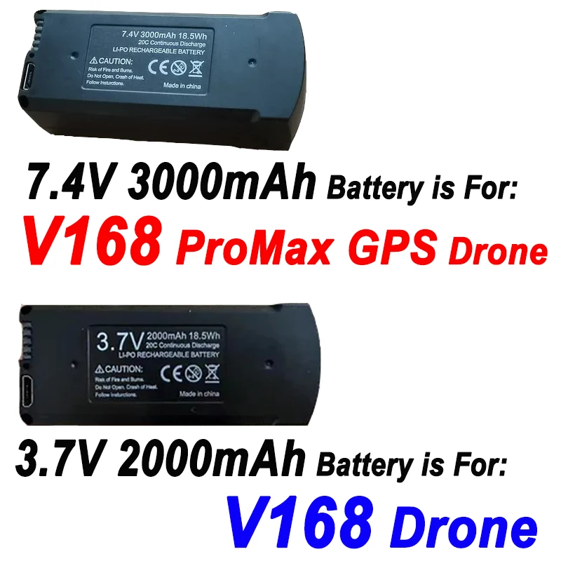 Originální 7.4V 3000mah V168 pro maxi GPS prodleva baterie V168 RC kvadrokoptéra 3.7V 2000mah V168 náhradních baterie dron částí příslušenství