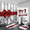 4PCS Bathroom Shower Curtain Set Christmas Snowman Santa Claus Printed Waterproof Shower Curtain Toilet Cover Mat Non Slip Rugs 1